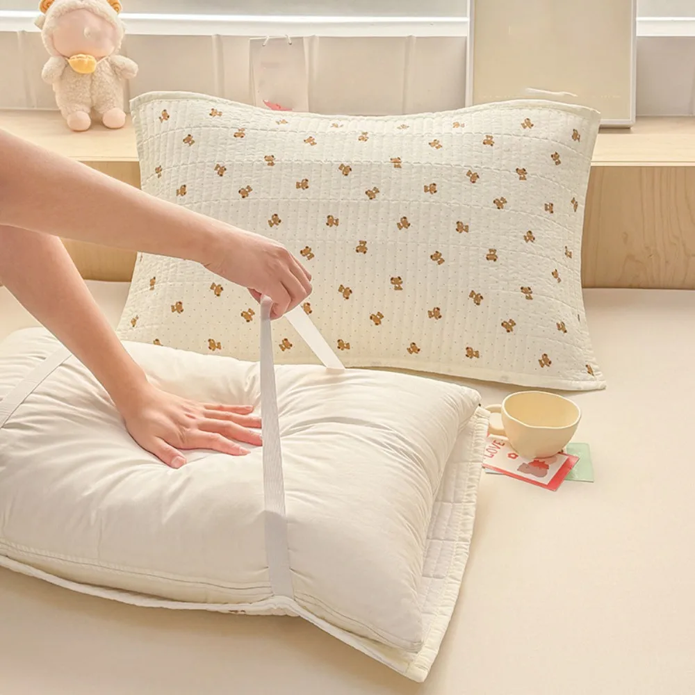 

Cute Cartoon Printing Cotton Pillowcase Quilted Elastic Band Pillow Insert Protector Washable Non-slip Cushion Cover Children
