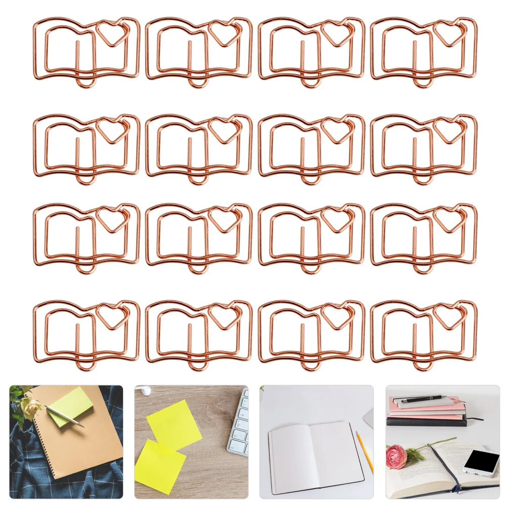 Aço inoxidável Coração Em Forma De Papel Clipe Clipes, Mini Titular De Bilhete, Jumbo Bookmark Decor, Clipes engraçados, 20 Pcs