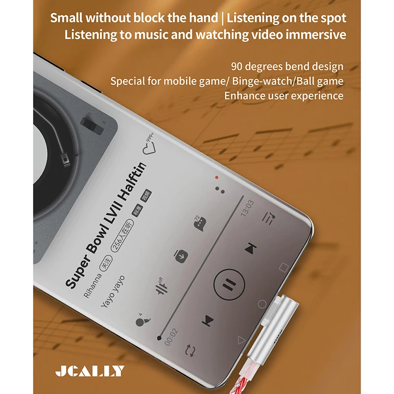 JCALLY JM6T Digital Audio Portable Decoding CX31993 DAC Type-C to 3.5mm Headphone Amplifier Hifi  32bit/384KHz L Plug Adapter