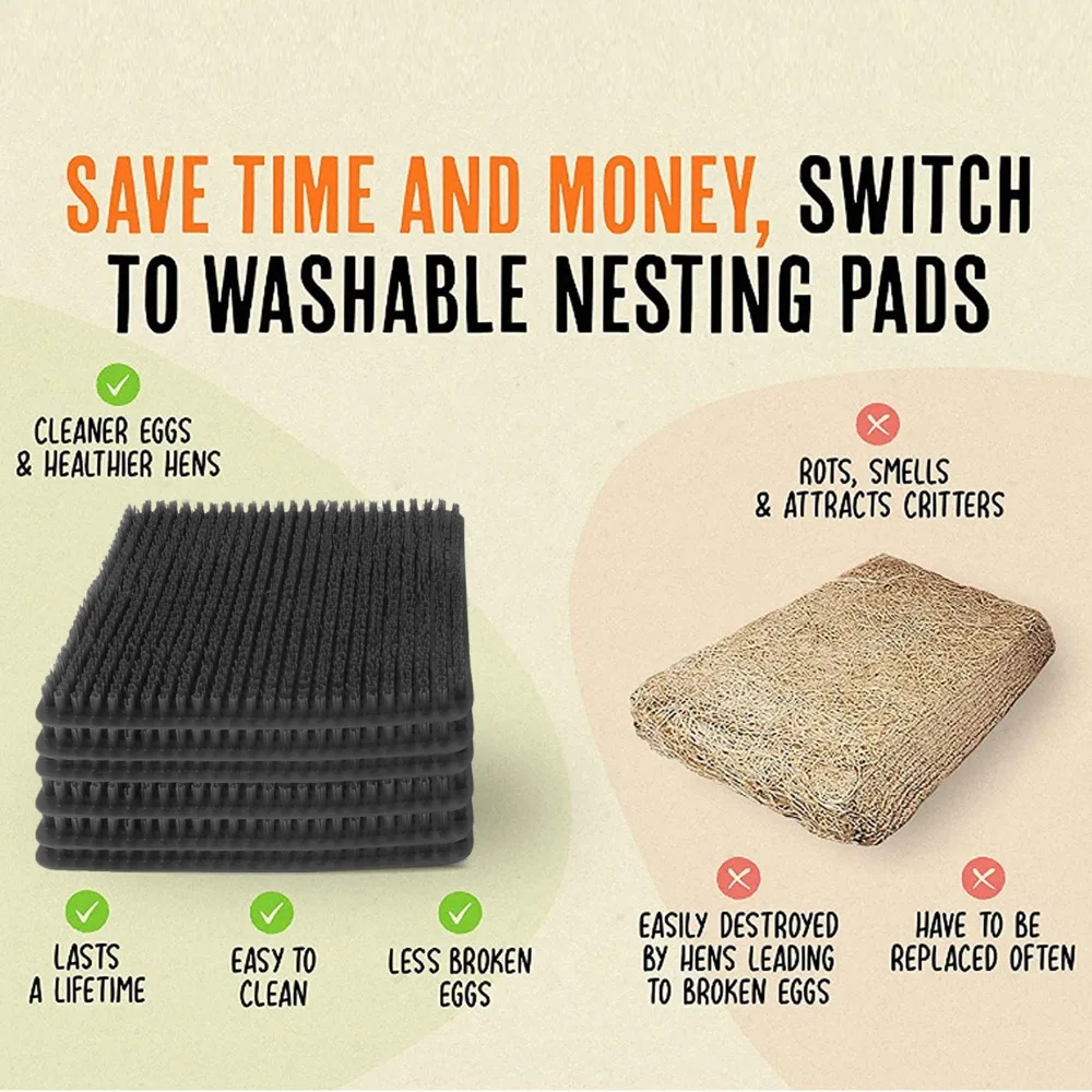 6pcs PE Chicken Nesting Box Pads Waterproof Breathable Hen Nest Mats Scratch Resistant Soft Cushioned Nest Box Liners