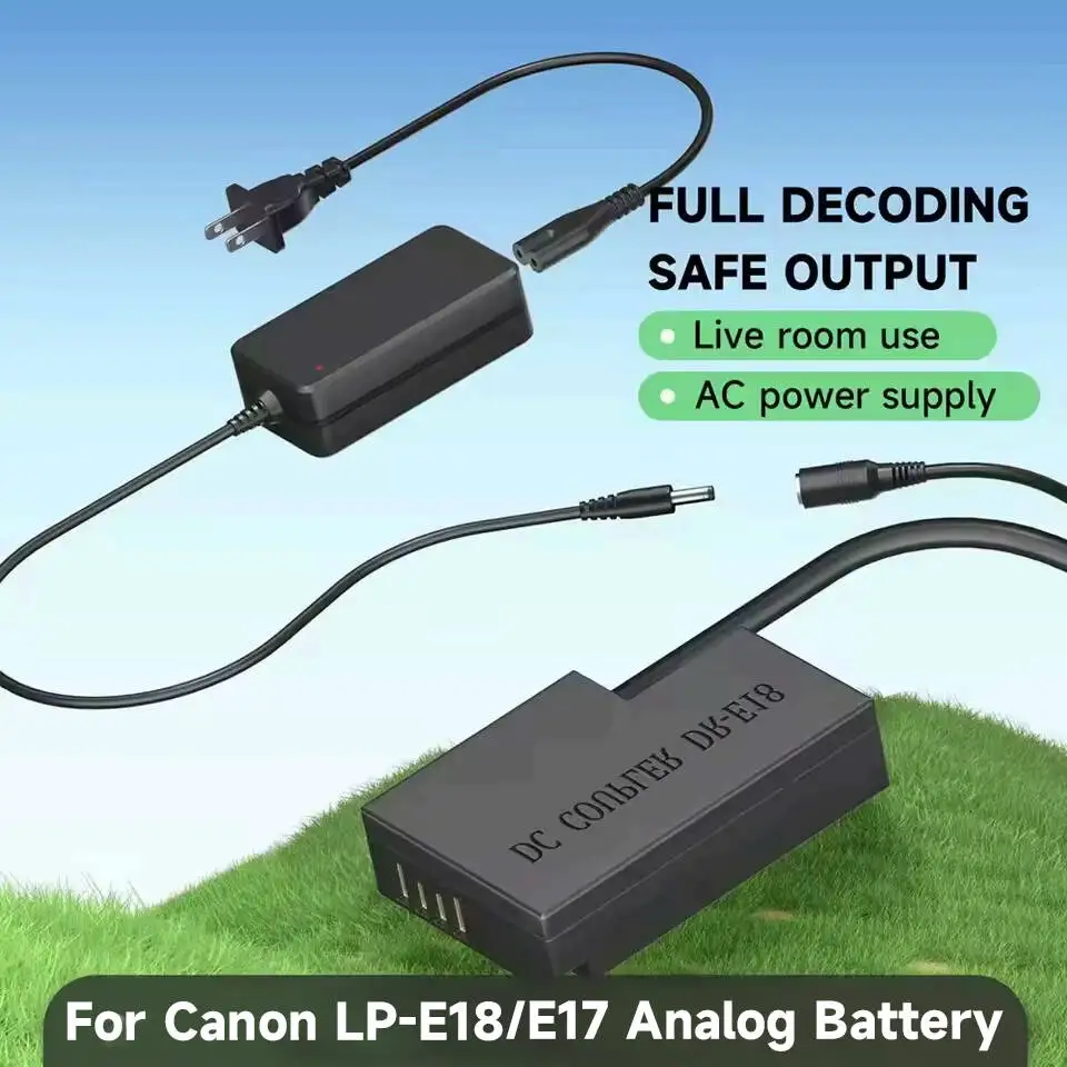 Kit de adaptador de corriente CA con batería ficticia ACK-E18 DR-E18 LP-E17 para Canon EOS Rebel SL2 SL3 T7i T8i EOS R10 T6i T6S 200D 200D II 760D