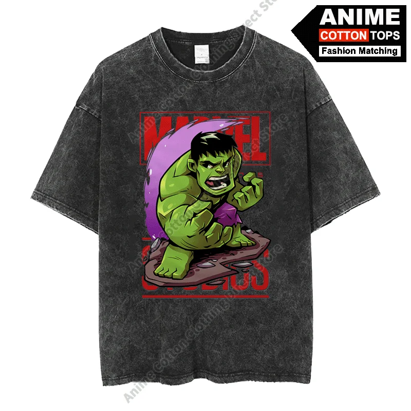 Marvel Hulk (Robert Bruce Banner) Camiseta de Los Vengadores, Camiseta de algodón Vintage lavada, camisetas holgadas de gran tamaño Unisex de calle y2k