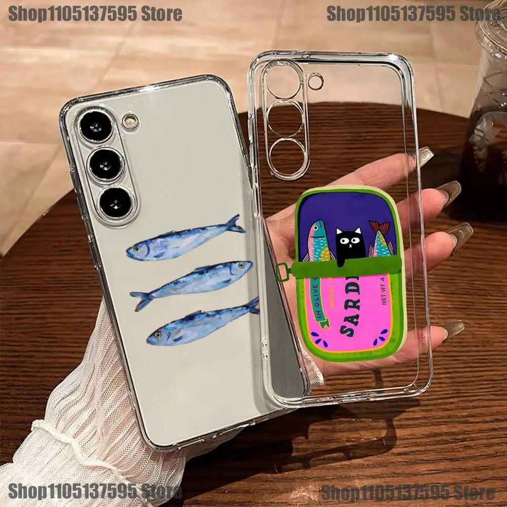 

Fish Funny Sardines Phone Case For Samsung S30,23,21,22,20, FE lite,S10,9,8,7 PIus Note20ultra Soft Transparent