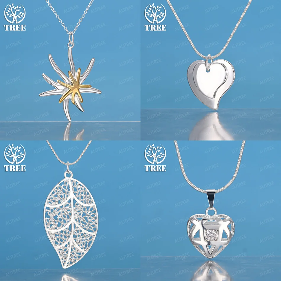 

16-30 Inch 925 Sterling Silver Heart Hollow Leaf Gold Starfish Pendant Necklace Women Fashion Wedding Party Jewelry Accessories
