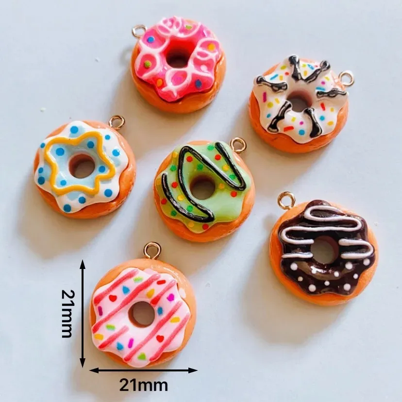10Pcs Colorful Simulation Bread Doughnut Resin Charms