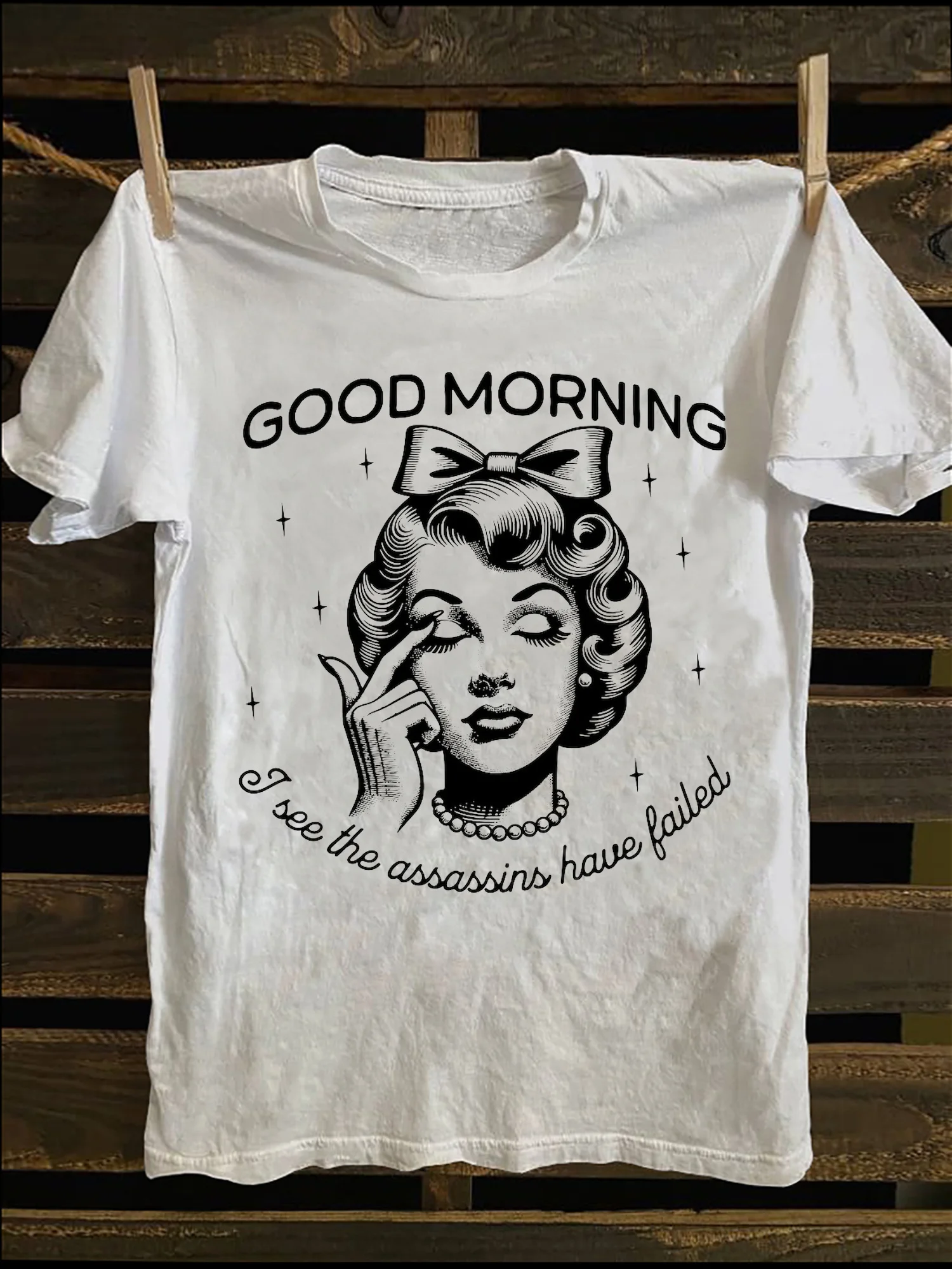 

Чувство дизайна — футболка Good Morning с винтажным юмористическим узором — мягкая, 100% хлопок, повседневная футболка унисекс с винтажным плакатом