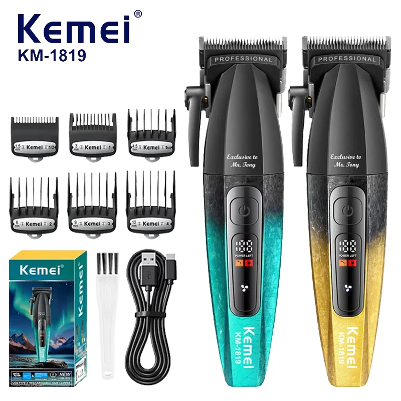 

Электрические машинки для стрижки волос Kemei 1819, профессиональные, перезаряжаемые, беспроводные, высококачественные триммеры для стрижки волос, для мужчин, для барберов