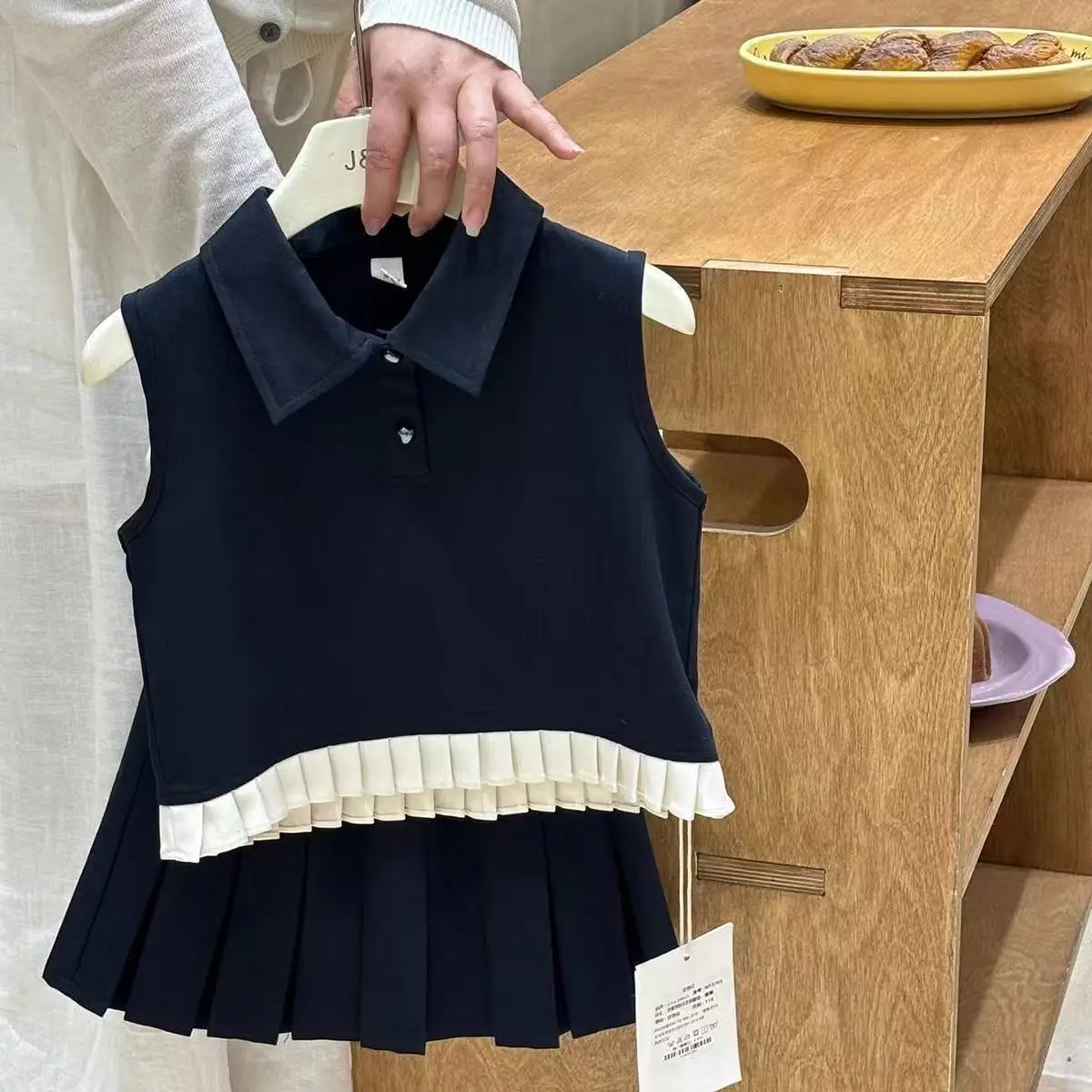 

Teen Girls Summer Set 2026 New Children's College Style Tank Top+Skirt Two Piece Set 90-160cm