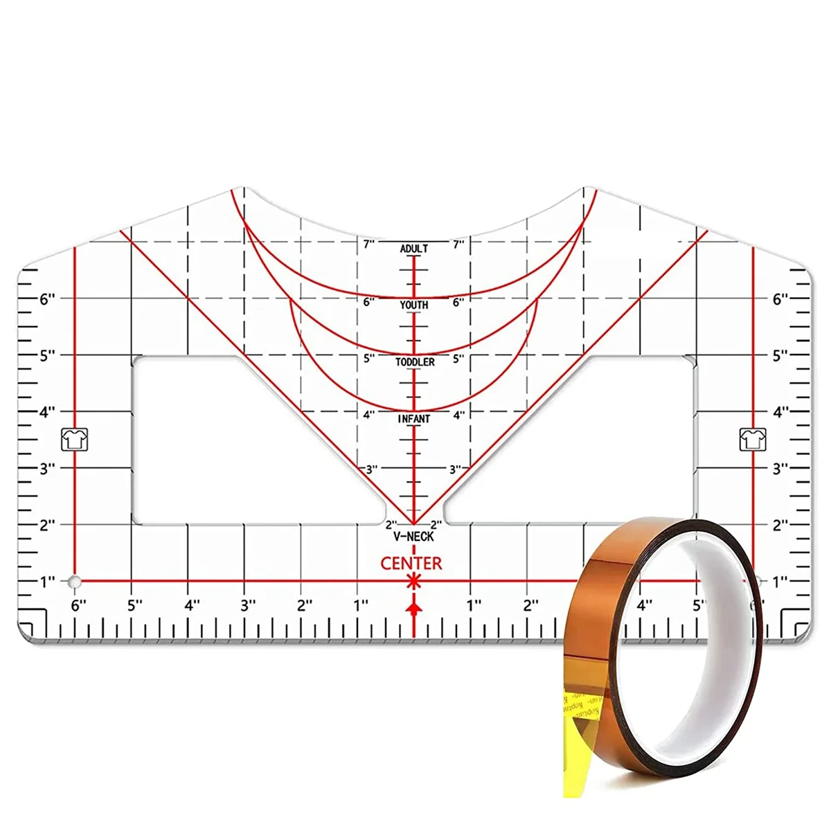 

Tshirt Ruler Guide for Vinyl Alignment, T Shirt Ruler to Center Design Tshirt Measurement Tool with Heat Tape