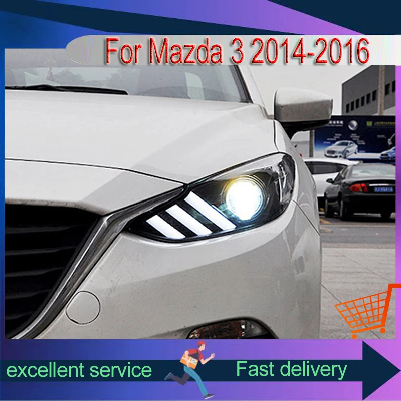 

Car Styling for Mazda 3 Mazda3 2014 2015 2016 Head Lights Projector Lens LED DRL Lighting Xenon Turn Signal Tools Accessory