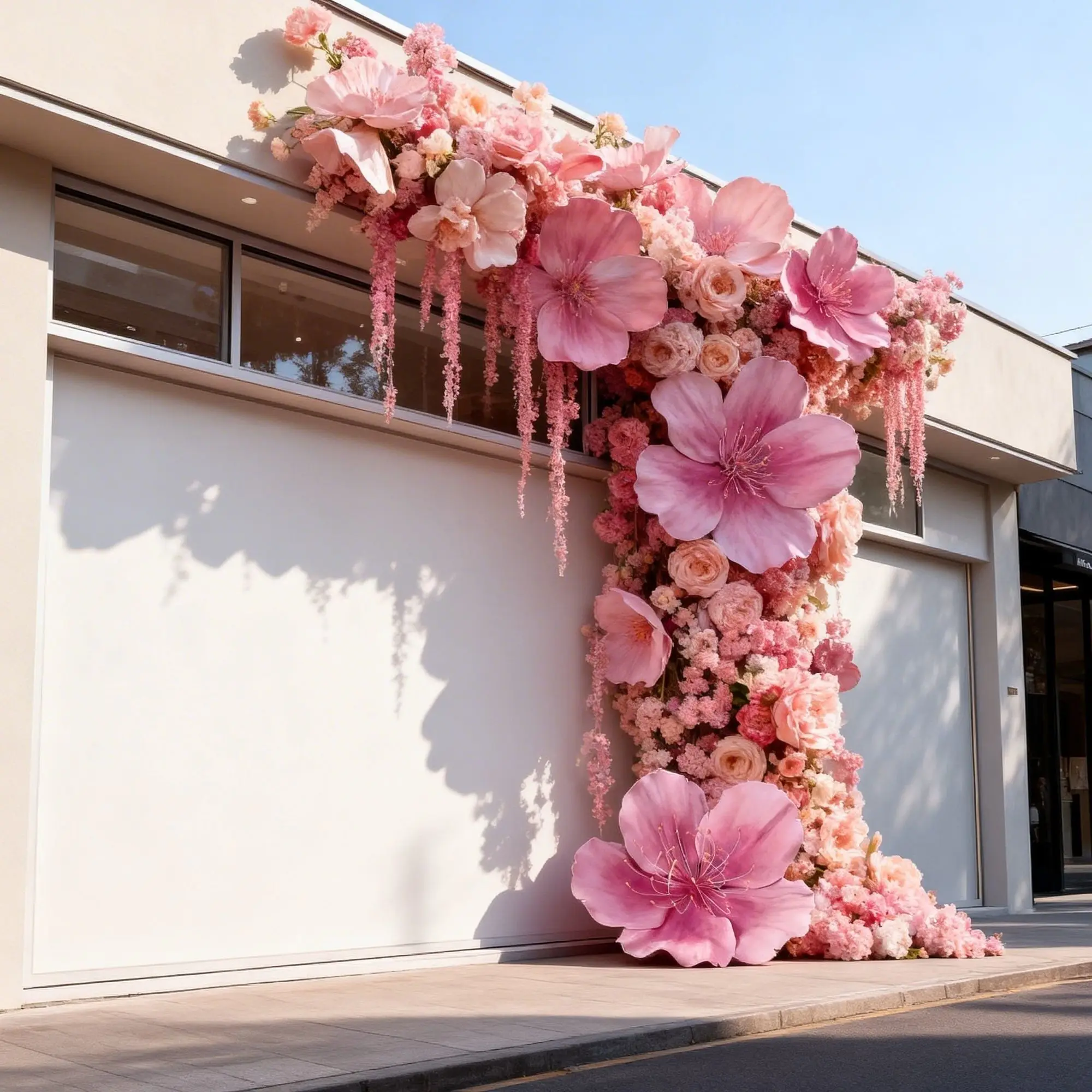 Large artificial flower arrangement - waterproof, giant peach blossom for outdoor decoration, mall display, and event layout
