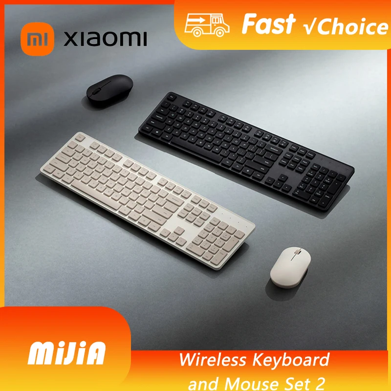 

Xiaomi mijia Keyboard Mouse Set 2 for Office Computer 2.4GHz Wireless Portable Black Minimalist 104 Keys USB Thin Keyboards