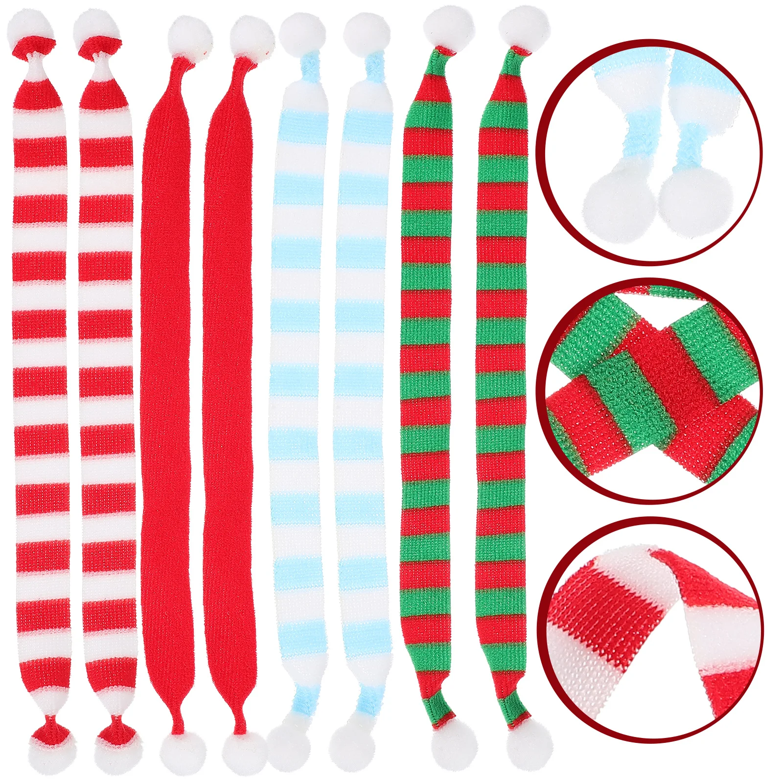 

8 Pcs Mini Scarf Decorations Holiday Gifts for Mini Snowmen Toys Ornaments Christmas Home Festive Colors Polyester Knitted