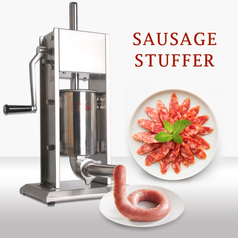 

ITOP SV-5 Professional 5L Sausage Filler Machine 202 Stainless Steel Includes 16/22/32/38 mm Sausage Funnels Food Filling Maker