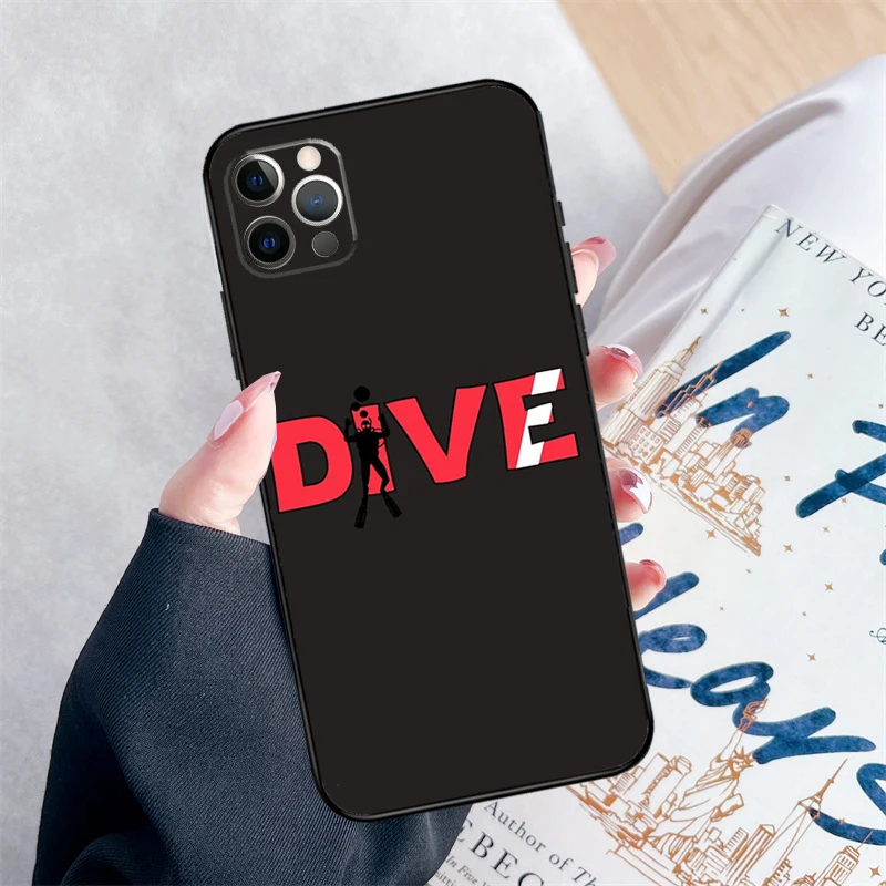 Dive Scuba Diver Shark Diving Flag Phone Case For iPhone 15 16 Pro Max 11 12 13 Mini 14 Pro Max XR 15 16 Plus 16e Cover Coque