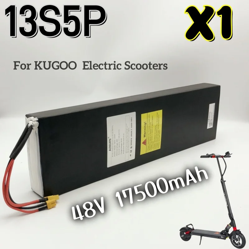 Kugoo 48V 15ah Scooter Battery Kugoo X1, JOYOR, F5S, C5, X5S, Y5S High Power Battery with MBS, 13S5P 1000W Battery Pack