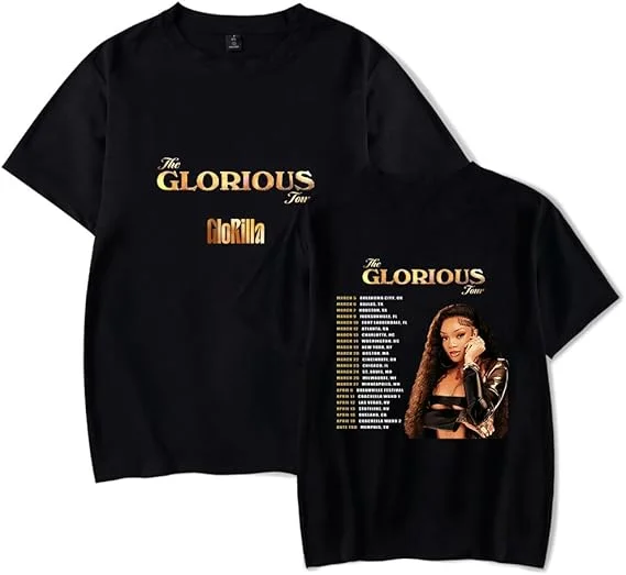 

Футболка GloRilla GLORIOUS Tour 2025, товары для женщин и мужчин, повседневные топы, футболка