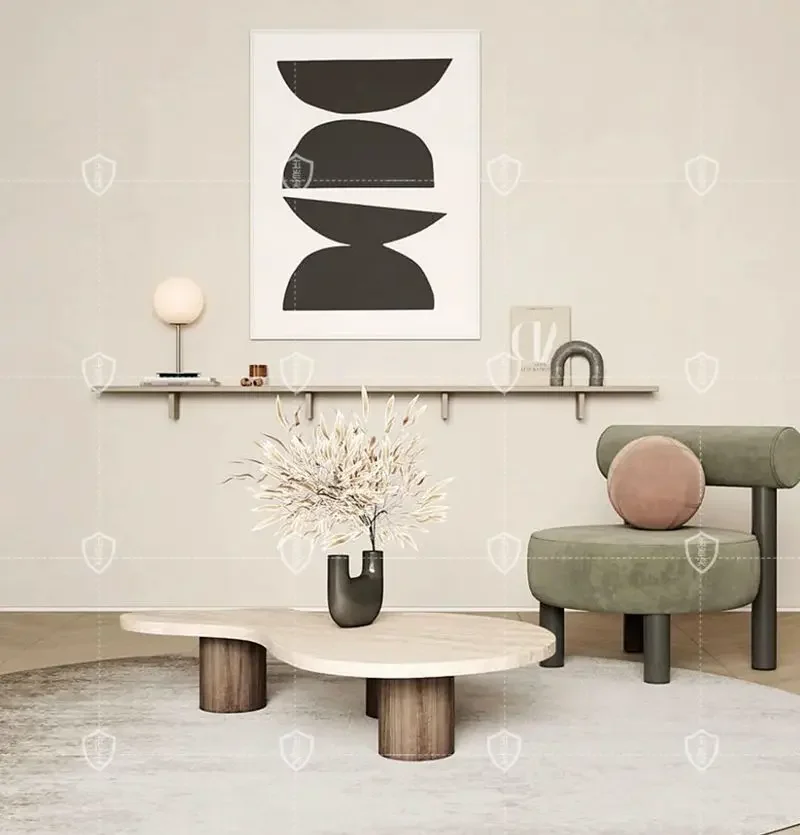 Coffee table living room is a quiet retro medieval marble coffee table