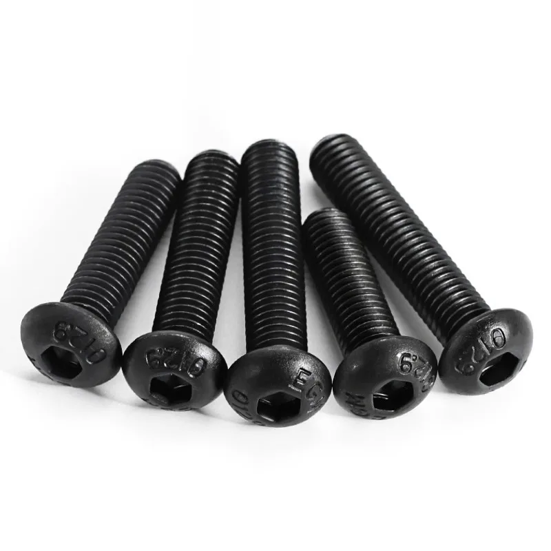 M2 M2.5 M3 M4 M5 M6 DIN7380 Round Black 12.9 Grade Hex Screws Hexagon Screw Cap Socket Button Head Allen Furniture Bolt