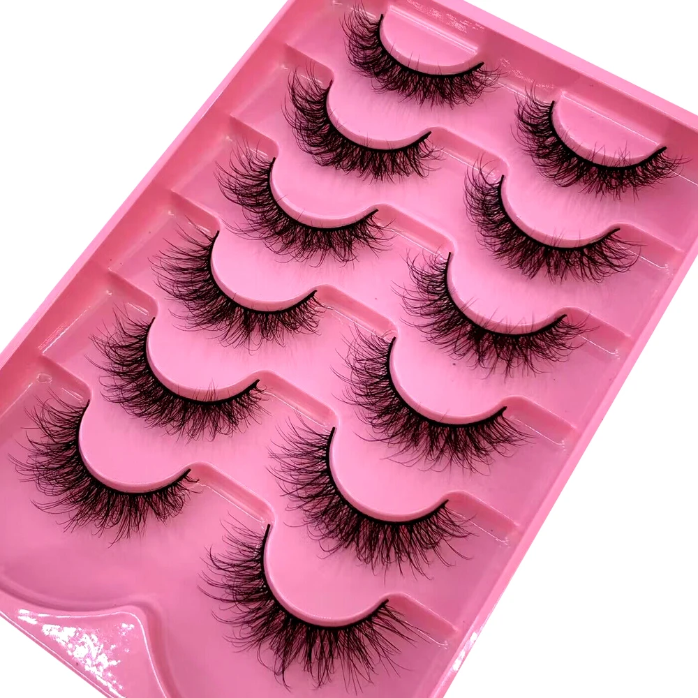 HBZGTLAD 6 pairs Eyelashes Thick Fluffy Mink Lashes Cruelty Free Short Natural Lash Handmade Fake Eyelash Reusable Makeup Cils