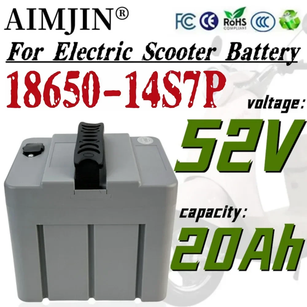 

52V 20Ah Vehicle Universal Iithium Battery 14S7P 20000mAh Rechargeable Battery Pack High Current with BMS