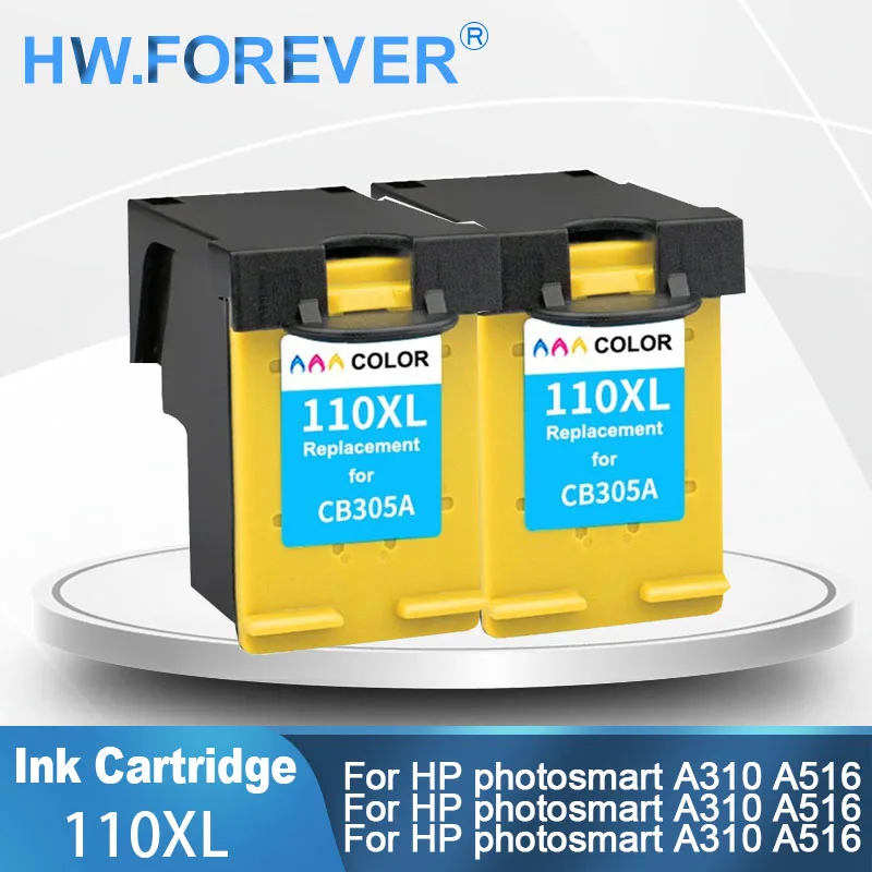 Cartucho de tinta Compatible 110 110XL CB304A para impresora HP photosmart A310 A516 A526 A610 A616 A626 A618 A612 A712 A311 A314 A820