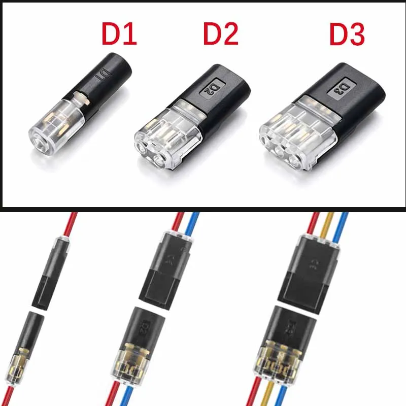 Image of 1/2/3-Polige Schnellverbinder D1 D2 D3 Ohne Abisolieren Kabelklemme Abnehmbare Kabelverbindung Automotive LED-Licht-Steckverbinder
