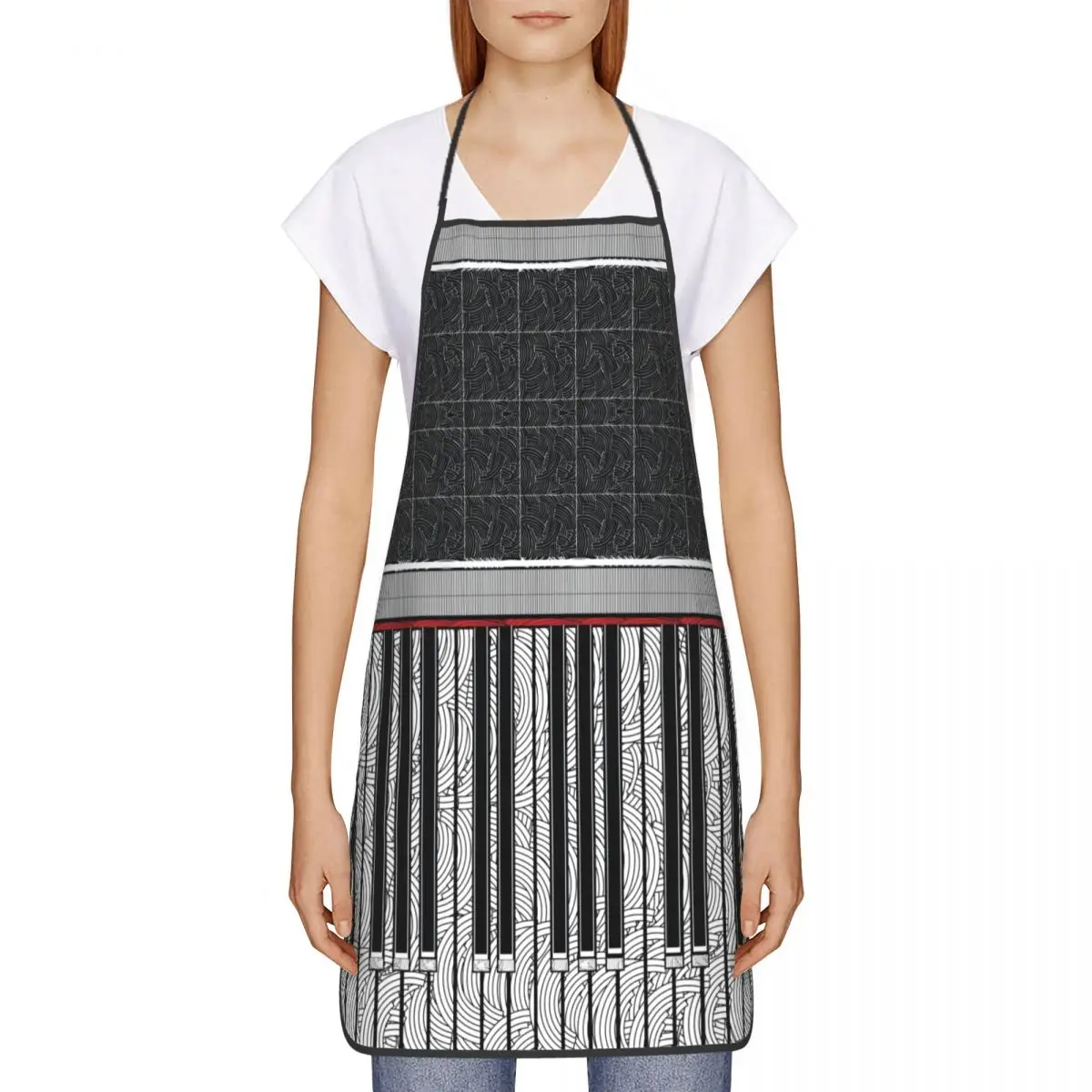 Piano Keys Pop Art Deco Apron for Women Men Unisex Bib Pianist Cooking Kitchen Tablier Cuisine Chef Painting