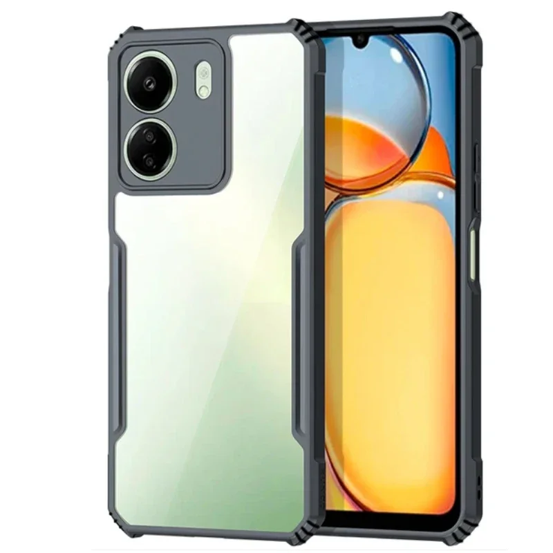 Akrilik TPU yumuşak çerçeve kılıf Xiaomi Redmi için Xiaomi 4G Lens koruma Coque redmiredredmy 13 13 C C13 4G zırh darbeye Coques