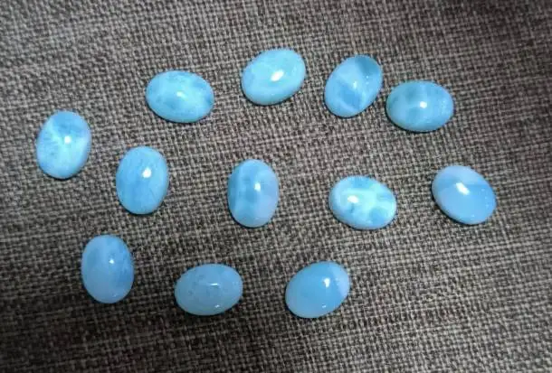 6pcs Natural Larimar Bead Cabochon Loose gemstone oval 6*8MM cabochon Ring/Earring face fashion jewelry accessories