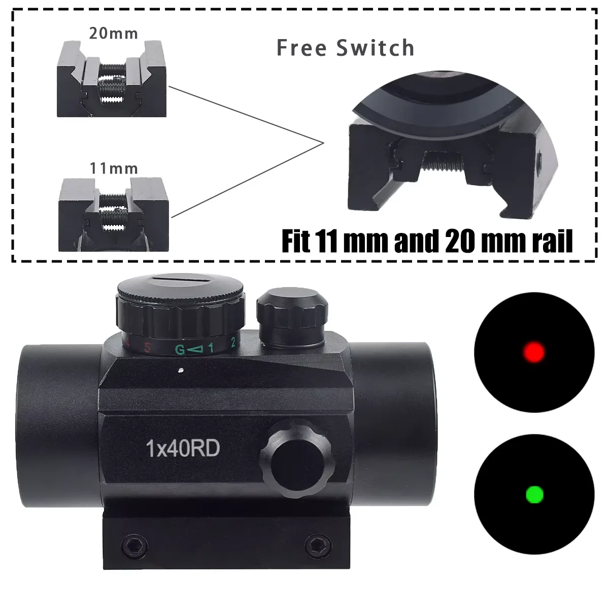 

1x30mm 1x40mm Red Dot Sight 2MOA 1x20mm Adjustable Reflex Sight Fog-Proof Shockproof Tactical Hunting RifleScope AR15 20mm Rail