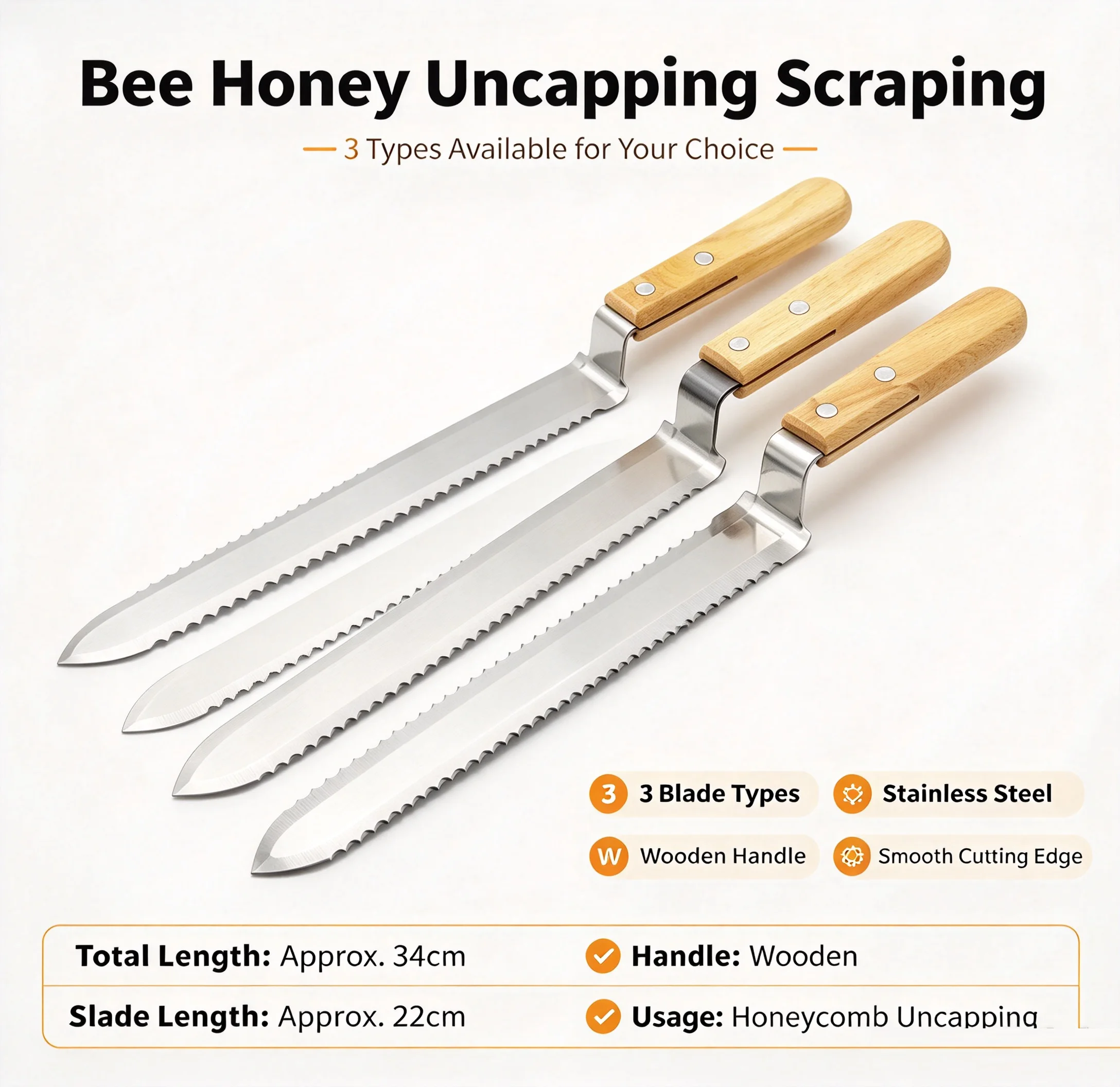 Bee Hive Scraper Equipment Beekeeping Tools for Honey Uncapping Scraping Knife,,Cutter for Beekeeper Supplies