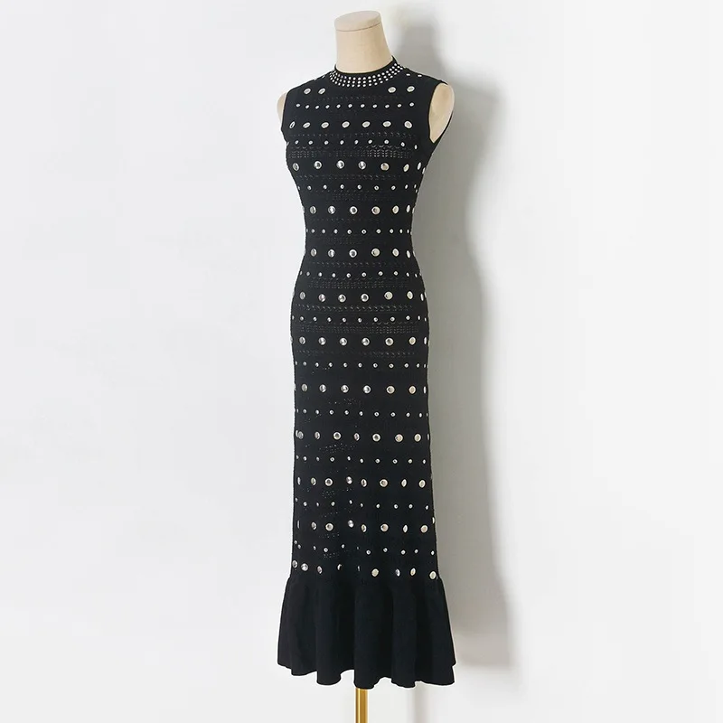 

2025 Summer New Women Knitting Cotton Dress Sleeveless Mermaid Dress