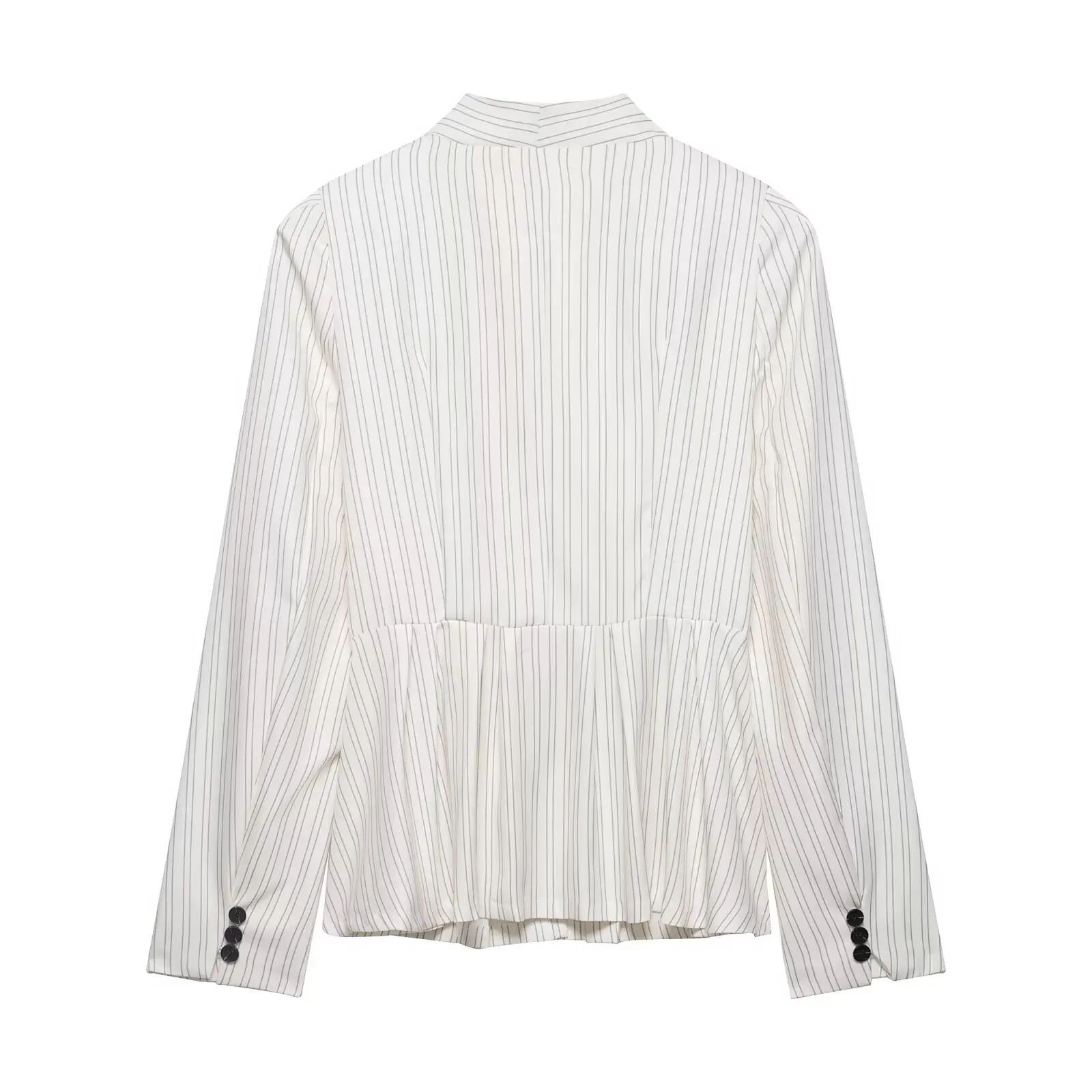 Willshela Women Fashion With Pad White Striped Single Breasted Blazer Vintage V-Neck Long Sleeves Female Chic Lady Outfits