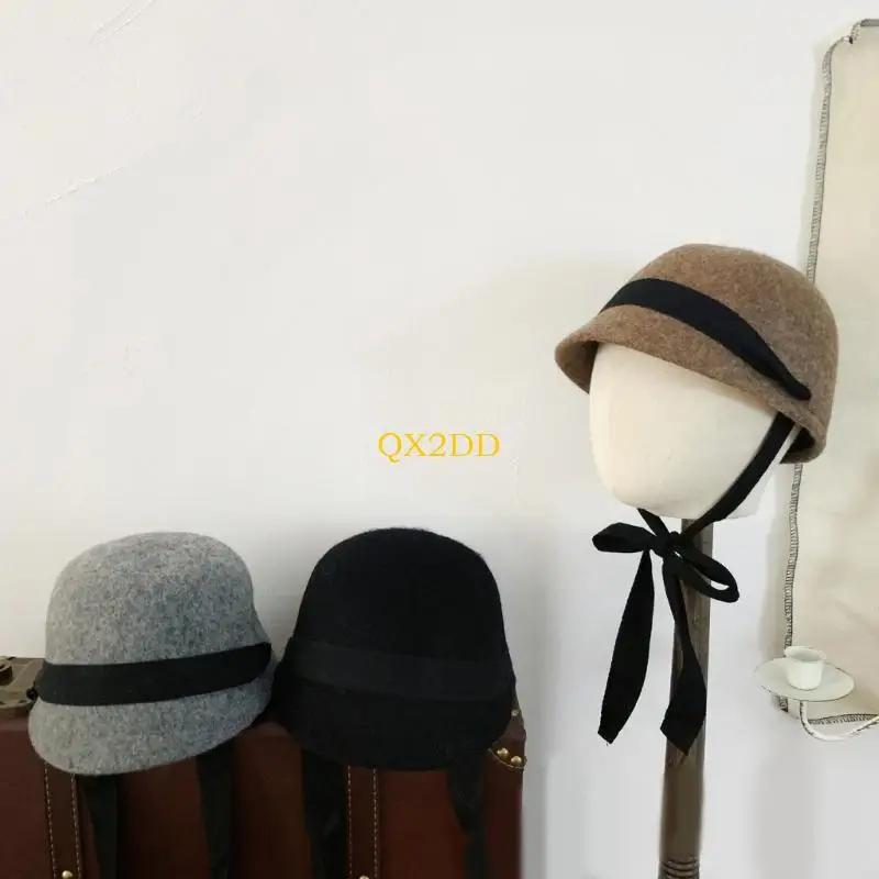 QX2D 2-6T Kids Ecuestre Cap Solid Brim Brim Perfect Headwear Lool Wool Bonner