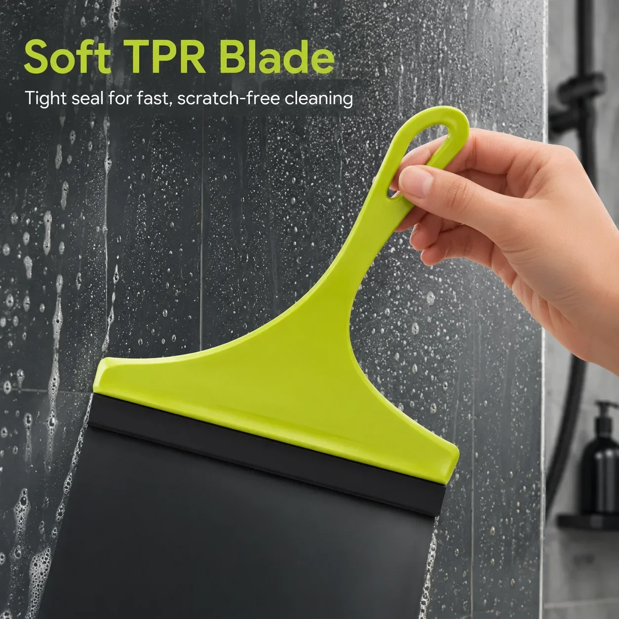 Non Slip Glass Squeegee Cleaner, Household Window Cleaning Tool, Car and Tile Glass Scraper for Streak Free Shine