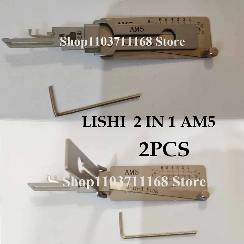 2PCS  Lishi 2-in-1 Picking Master Key Decoder Lockpick Master AM5 Lishi Locksmith Tools for Home Door Civil Lock Picks Aster