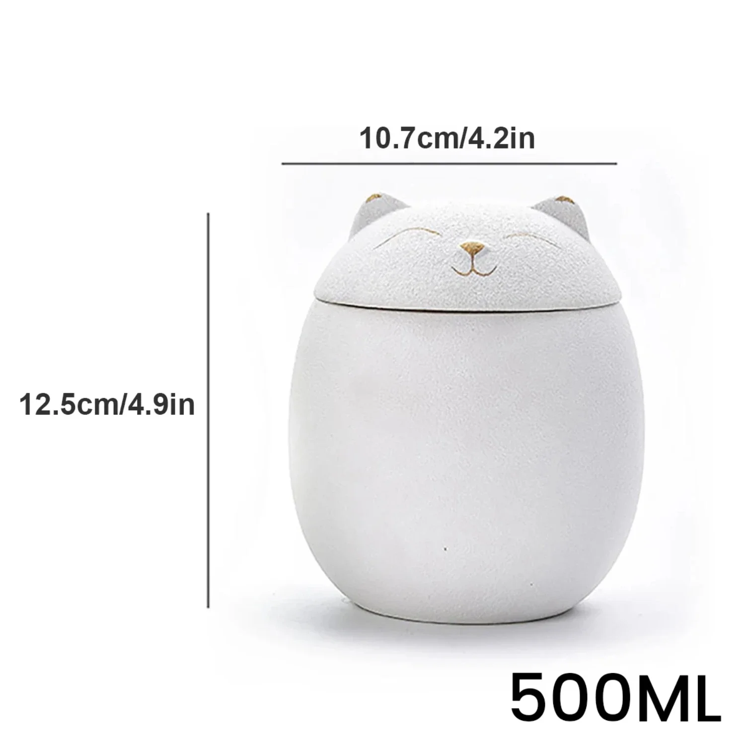 Beautiful and Elegant Large 500ml Capacity Handcrafted Black and White Cat Shaped Decorative Memorial Cremation Pet Ashes Urn -