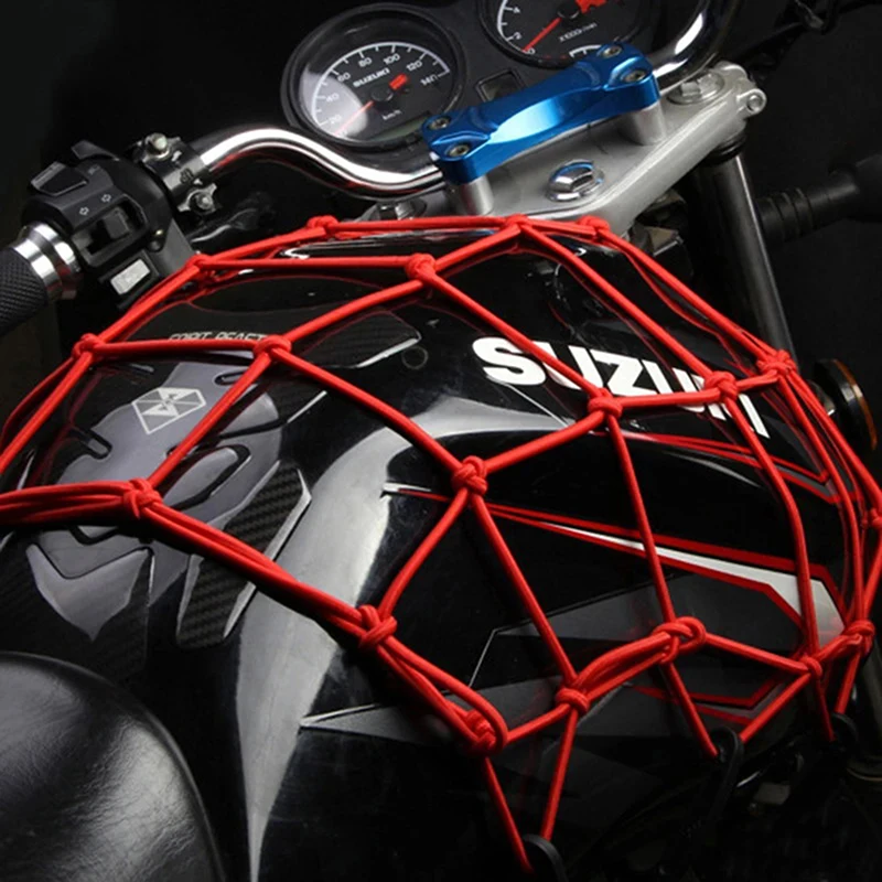 1 Pcs Motorcycle Luggage Net Helmet Mesh Fuel Tank Storage Rubber Band Luggage Compaction Storage Cargo Sorting Net