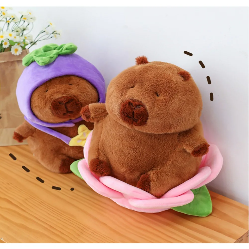 Dress Up Capybara Plush Cartoon Fluffy Capybara Plush Toy Soft Simulation Capibara Fluffty Doll Christmas Toy