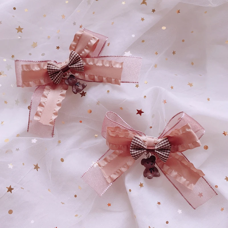 Lolita accessories Sweet cute bear bow hairpin headdress girls Lolita hairpin hair accessories