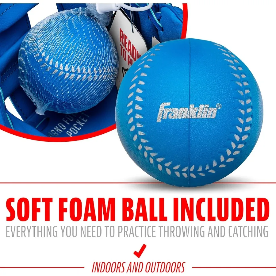 قفازات البيسبول - قفاز تيبول للشباب RTP + مجموعة كرات للأولاد والبنات من سن 3 إلى 8 إلى 9.5 بوصة تصميم ناعم الملمس للأطفال الصغار والمعرف #5