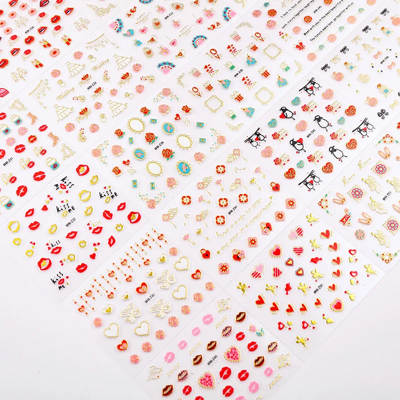 30 adesivo de unhas em relevo natal dos desenhos animados gatinho guirlanda boneco de neve auto adesivo arte do prego adesivos diy ano novo decorações de unhas