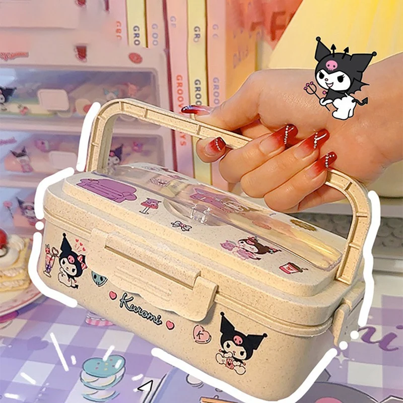 Miniso Kuromi Lunch Box Cinnamoroll My Melody Student Compartmentalised Eco-Friendly Bento Box Tableware Food Storage Container