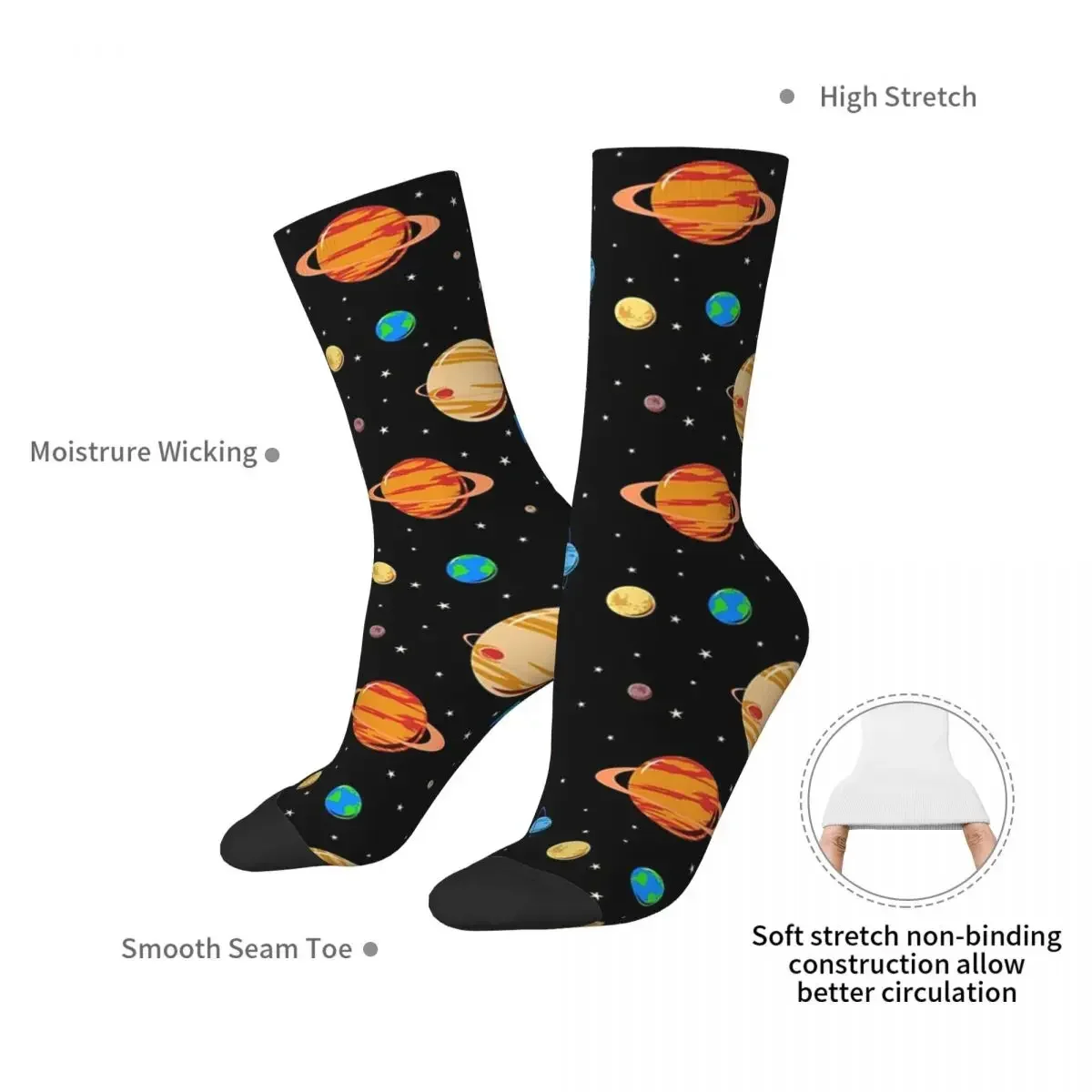 Cute Planets Pattern Socks Harajuku High Quality Stockings All Season Long Socks Accessories for Unisex Birthday Present