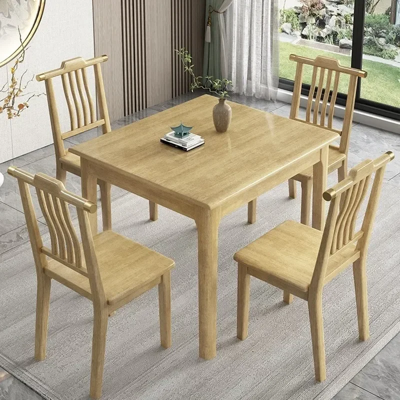 Solid Wood Square Dining Table for Small Apartment Rental Room Compact Kitchen Table Chess Card Game Mahjong Table Leisure