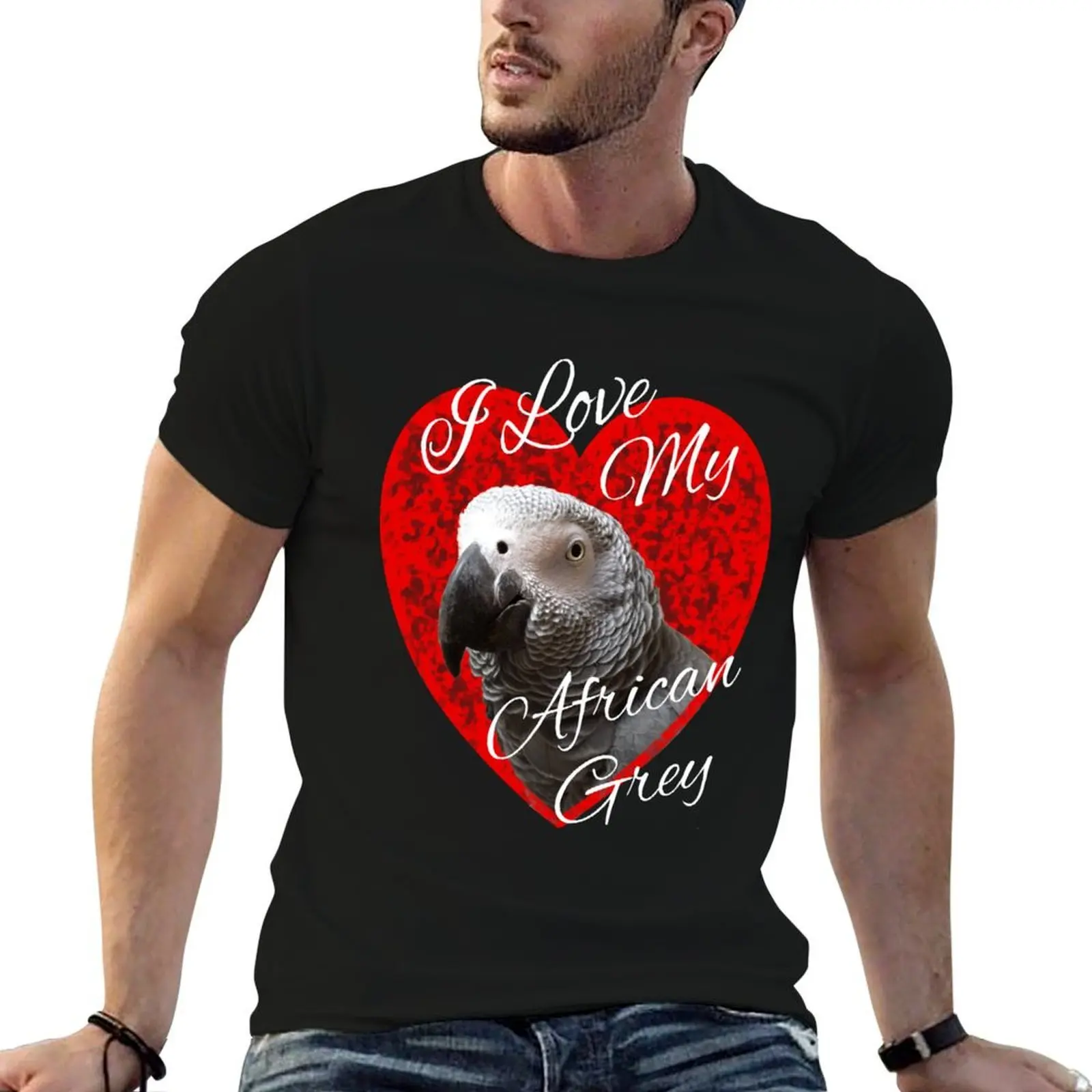 

I Love My African Grey Parrot design T-Shirt man t shirt graphic t shirts for man slim fit anime tshirt T-shirt
