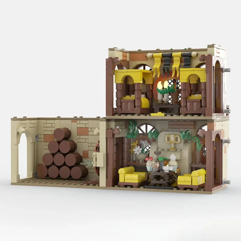 Modello di blocco da costruzione del film Moc, tecnologia del salotto pubblico Hufflepuff, regalo di blocchi modulari, assemblaggio di set fai da te di giocattoli per bambini