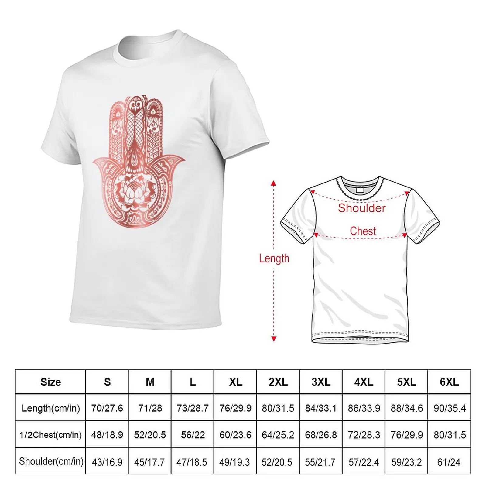 New Rose Gold Hamsa T-Shirt graphics t shirt Short sleeve black t-shirts for men