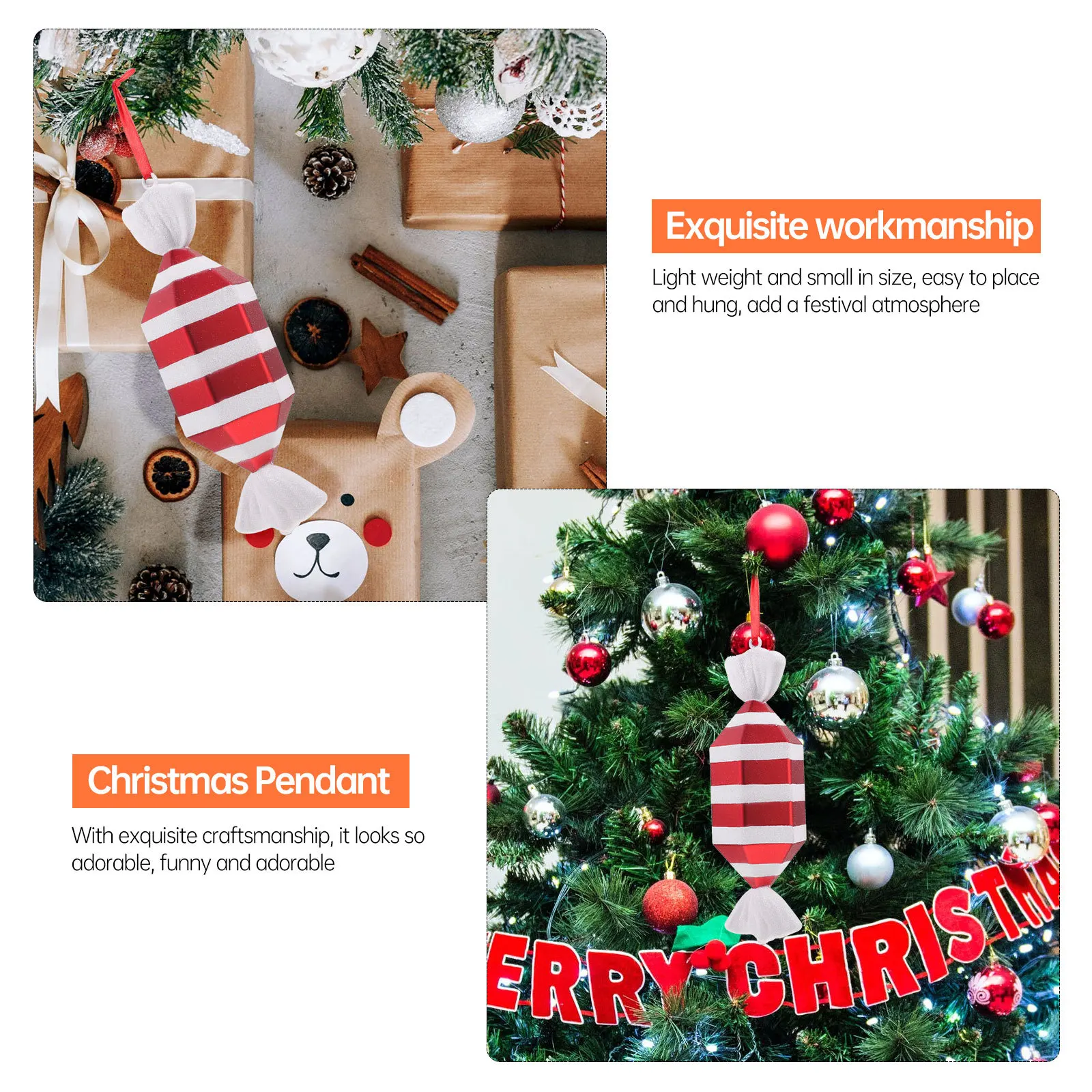 

1Pcs Christmas Candy Pendant Hanging Home Ornament Lightweight Xmas Tree Decoration Holiday Party Pendant Decor